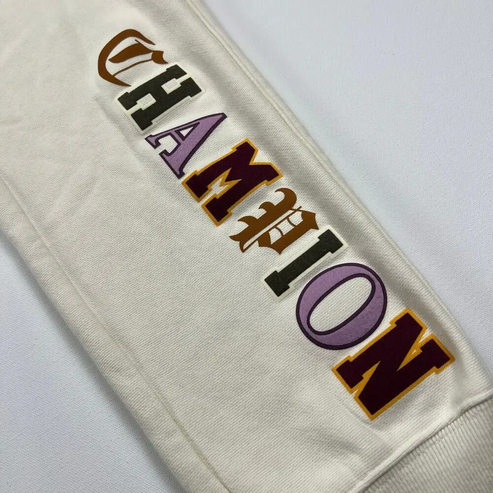 Champion Reverse Weave Jogger Sweat Pant Chalk White Old English Varsity Size M